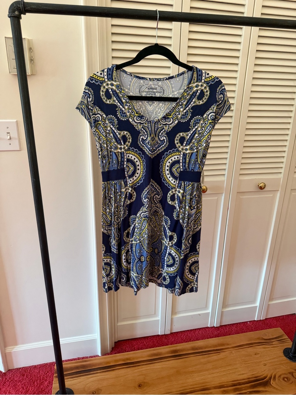 Soma Navy and Light Blue Paisley Short Sleeve Swing Tunic